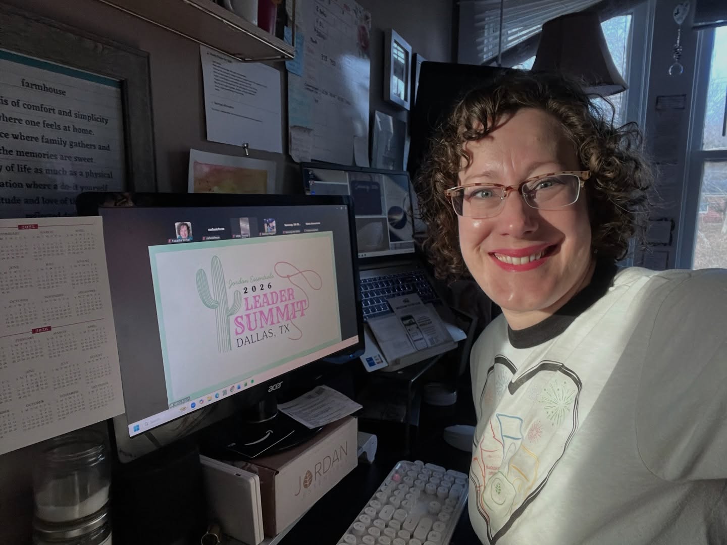 Joining JE Leader Summit from my cozy home office yesterday.

It was inspiring, exciting (the new scent is so good!), and giving me that mindset reset to go with the Spring Catalog coming soon.

I’m sending prayers and good wishes to all my fellow Jordie leaders who traveled to attend in person. 

Here’s to a wonderful Summit and safe journeys home 💚

#wfh #jordanessentials #directseller